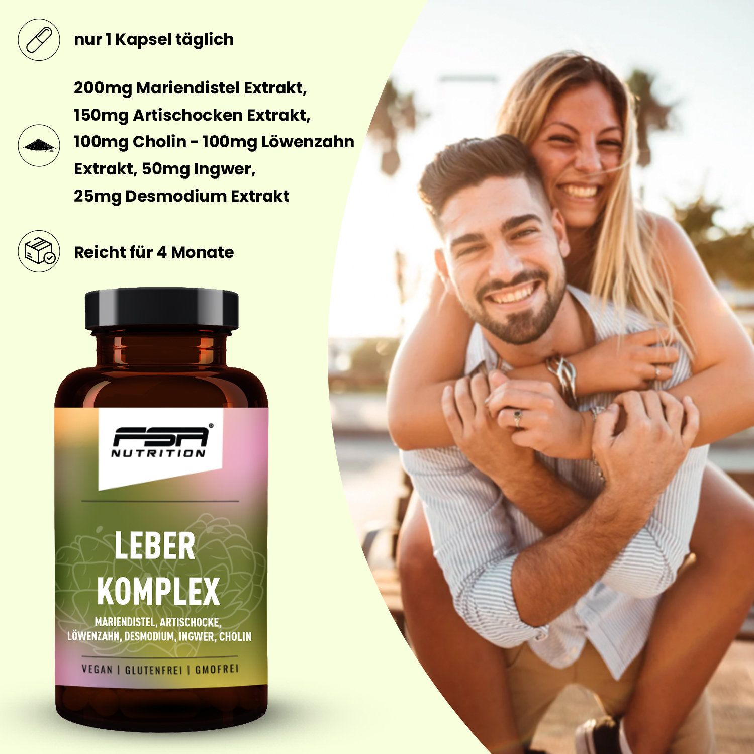 Leber Komplex 6-in-1 mit Mariendistel & Cholin - 4 Monate - FSA Nutrition