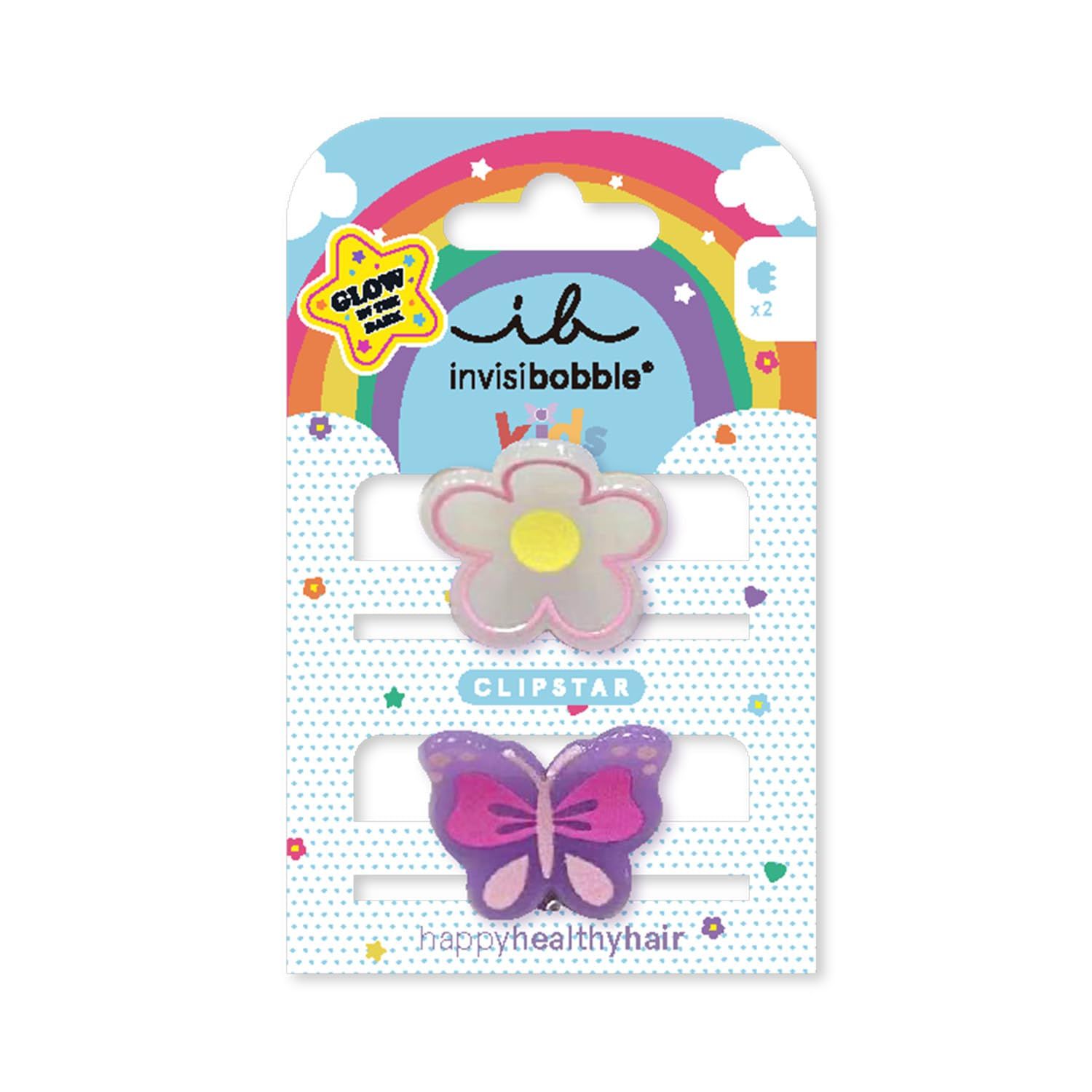 Invisibobble Clipstar Glow Fermaglio per Bambini con Motivo di Fiore Felice