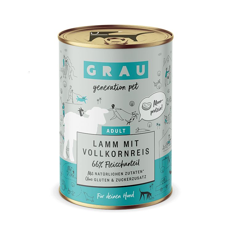 Grau Hund Lamm mit Vollkornreis 6x400 g Futter
