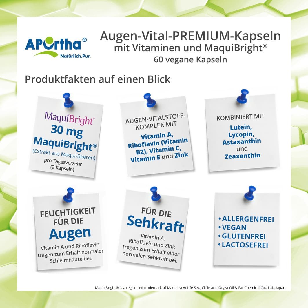APOrtha® Augen-Vital-PREMIUM-Kapseln mit Vitaminen und MaquiBright®