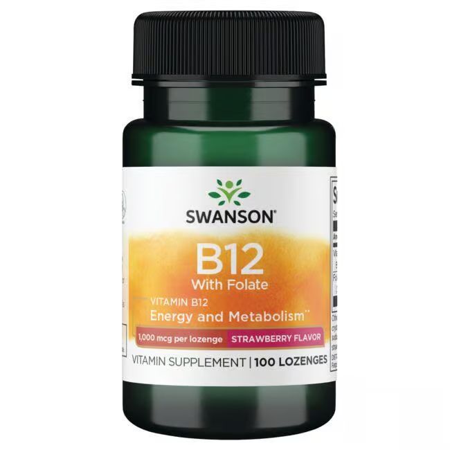 Swanson Vitamin B12 mit Folat - Erdbeergeschmack 100 Pc