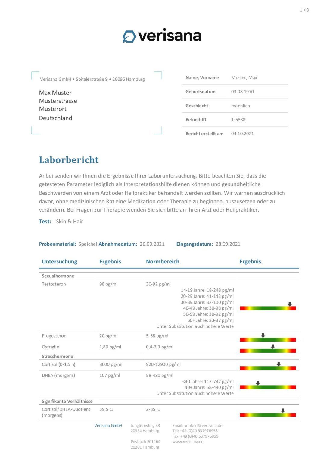 Verisana Haut & Haare Hormontest 1 St