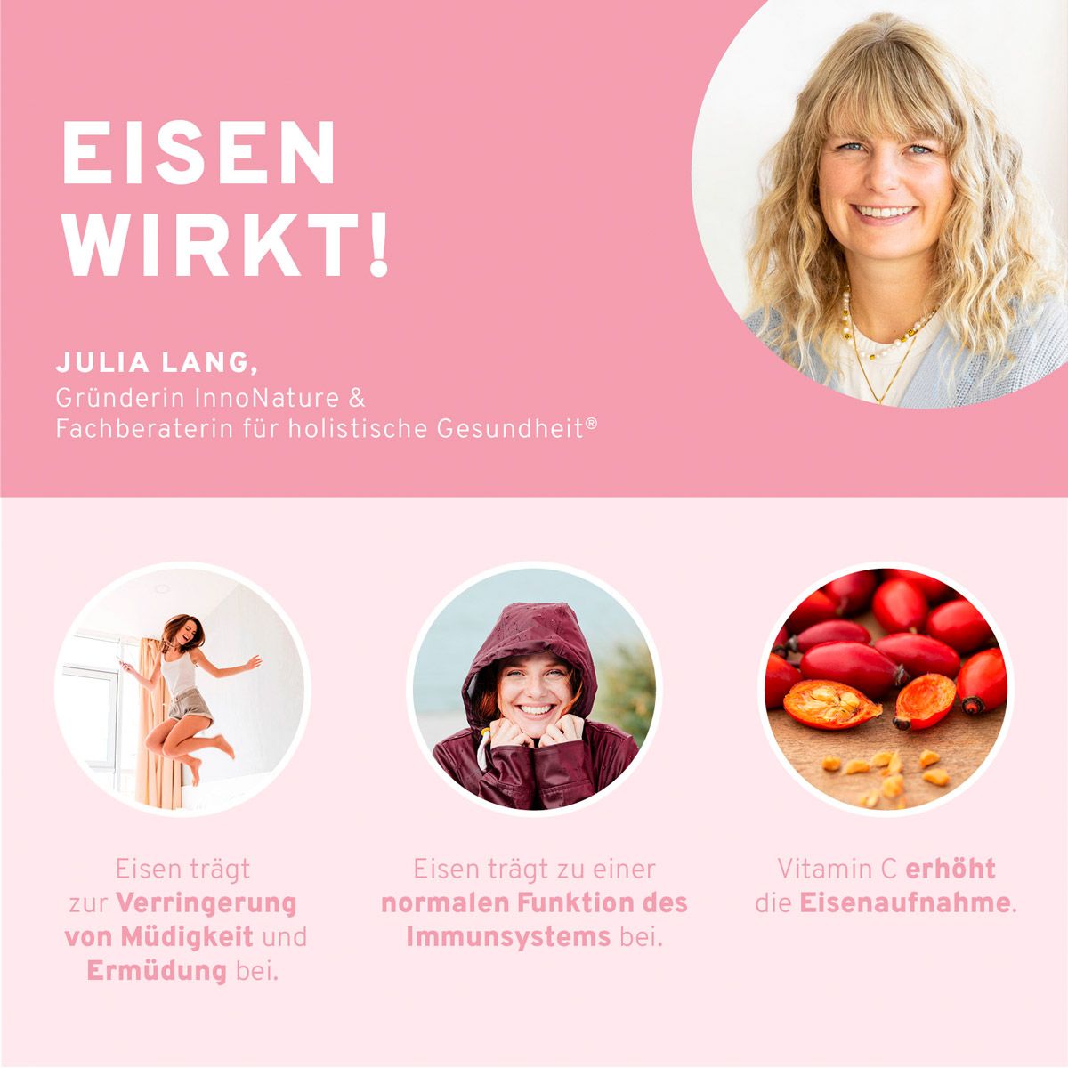 InnoNature Eisen + Vitamin C Kapseln | aus Curryblatt-Extrakt und Hagebutte-Extrakt