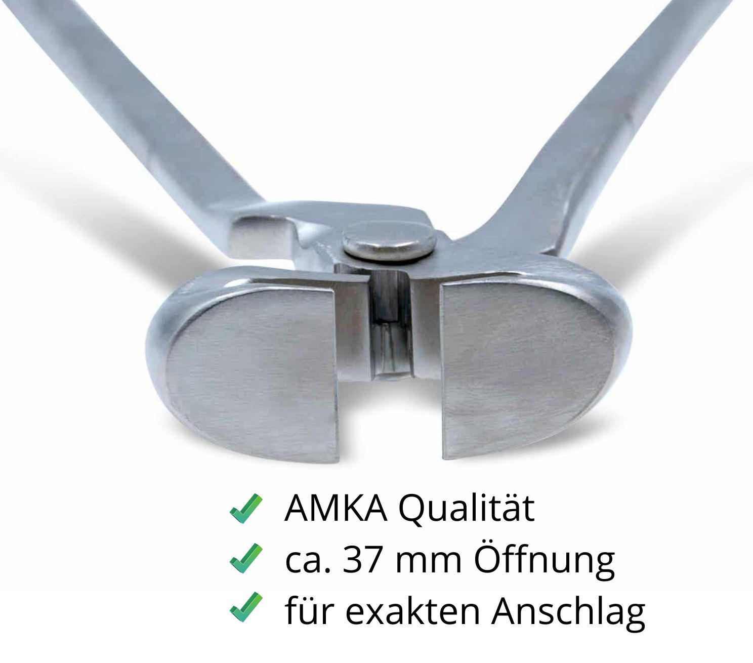 Hufschneidezange aus Metall. AMKA Qualität. Ca. 37 mm Öffnung. Für exakten Anschlag.