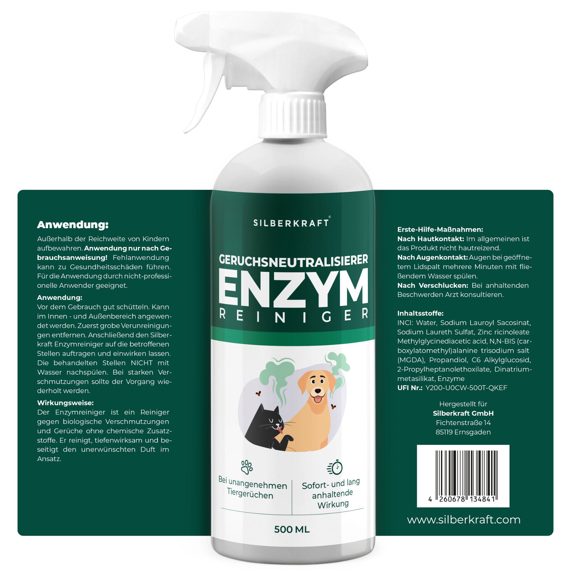 SILBERKRAFT Enzymreiniger Hund & Katze