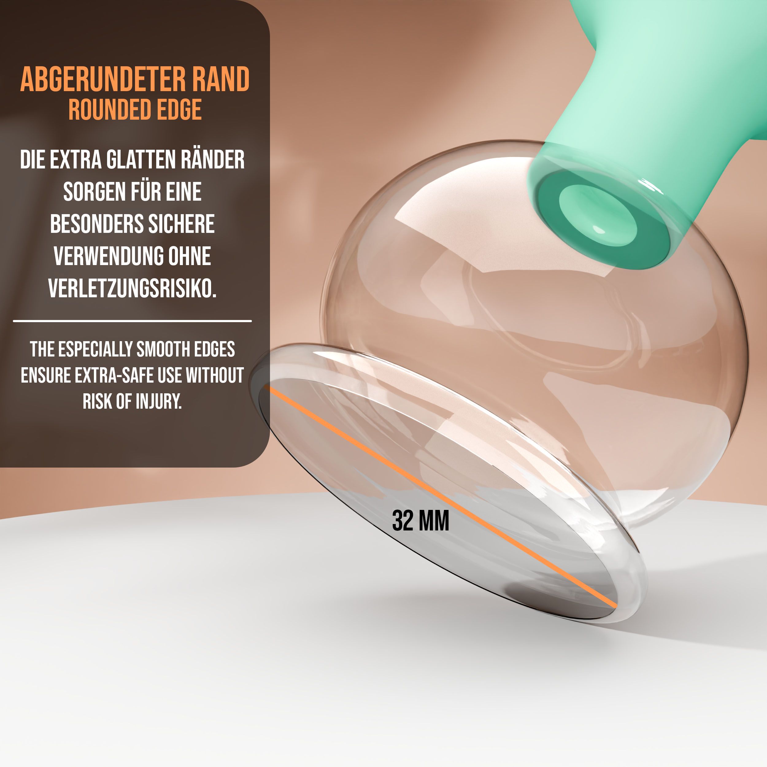 Pulox Schröpfglas aus Echtglas mit Saugball - 32mm in Grün