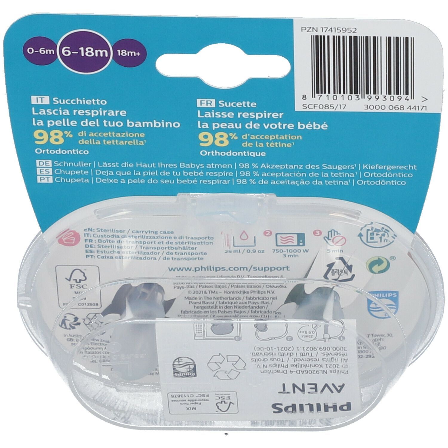 PHILIPS Avent Ultra Air Schnuller 6-18 Monate, Löwe/ Nilpferd