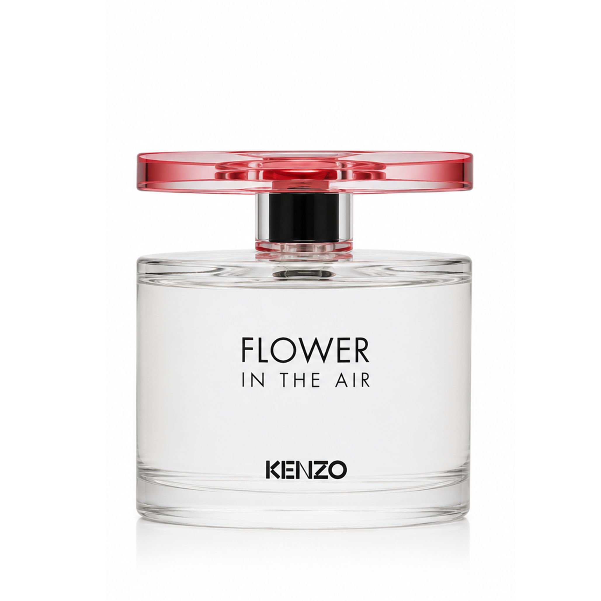 Kenzo Flower In The Air Eau de Parfum Flakon mit rotem Verschluss.