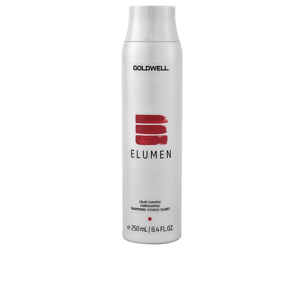 Goldwell Elumen Color Shampoo. Weiße Flasche mit rotem Logo und Schriftzug. Volumenangabe: 250 ml / 8.4 FL.OZ.