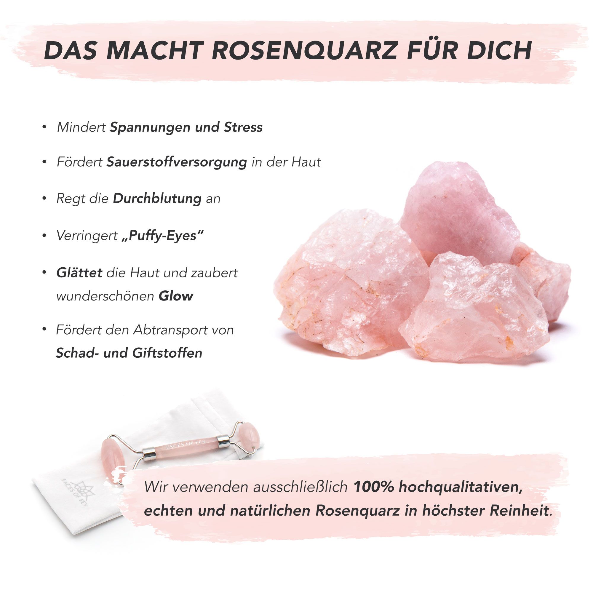 FACES OF FEY Rosenquarz-Roller