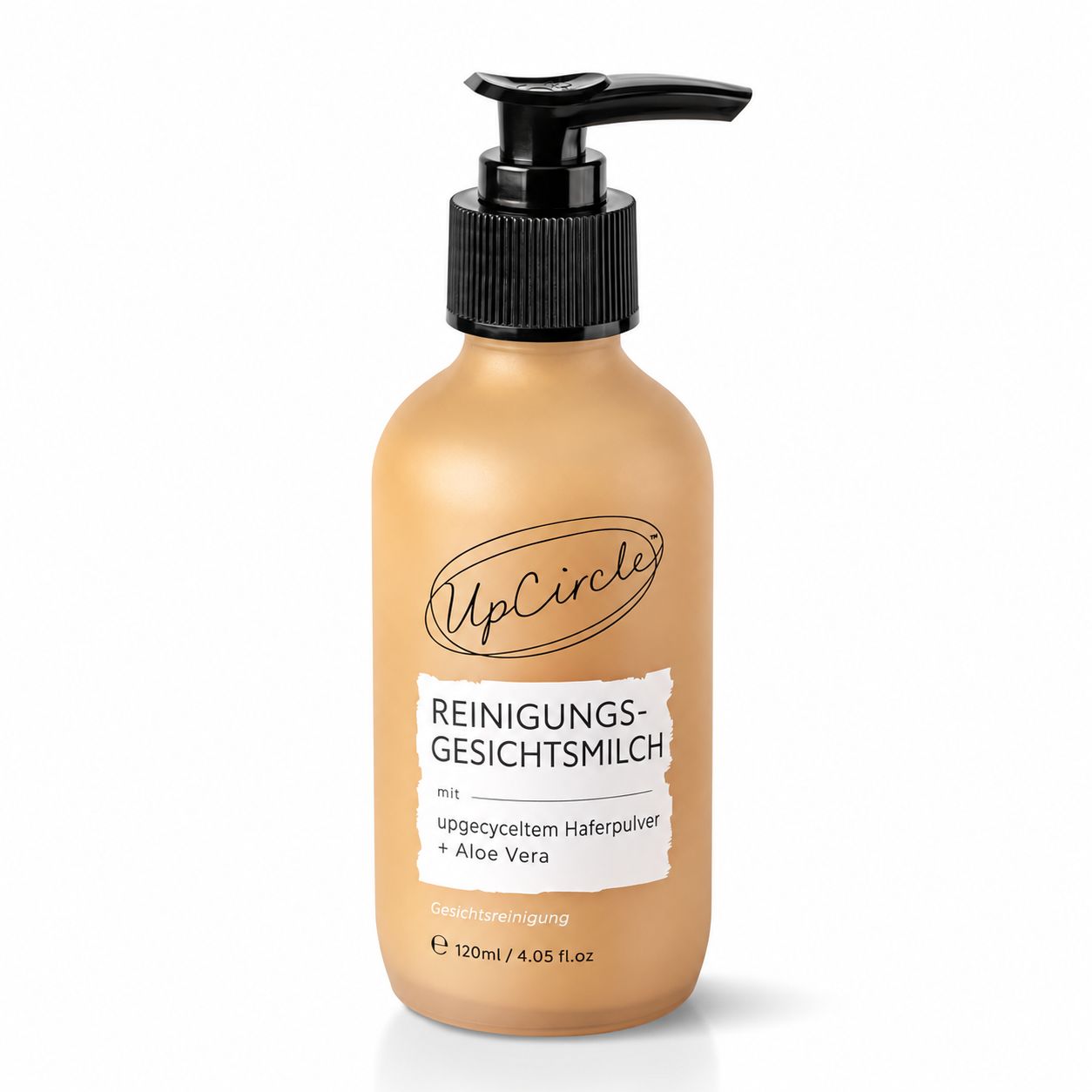 UpCircle Gesichtsreinigungsmilch mit Spender, 120ml, mit aufgewertetem Haferpulver und Aloe Vera.