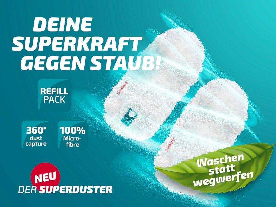 LEIFHEIT SUPERDUSTER Bezüge für Staubwedel Set 2 Stück