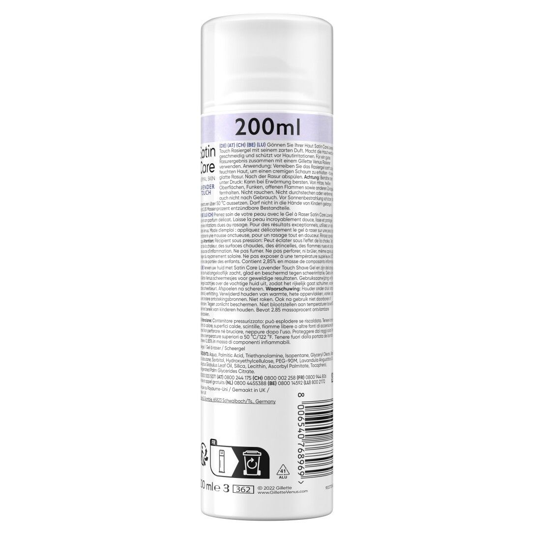 Gillette Satin Care Intimpflege Rasiergel Damen Gel Lavendel