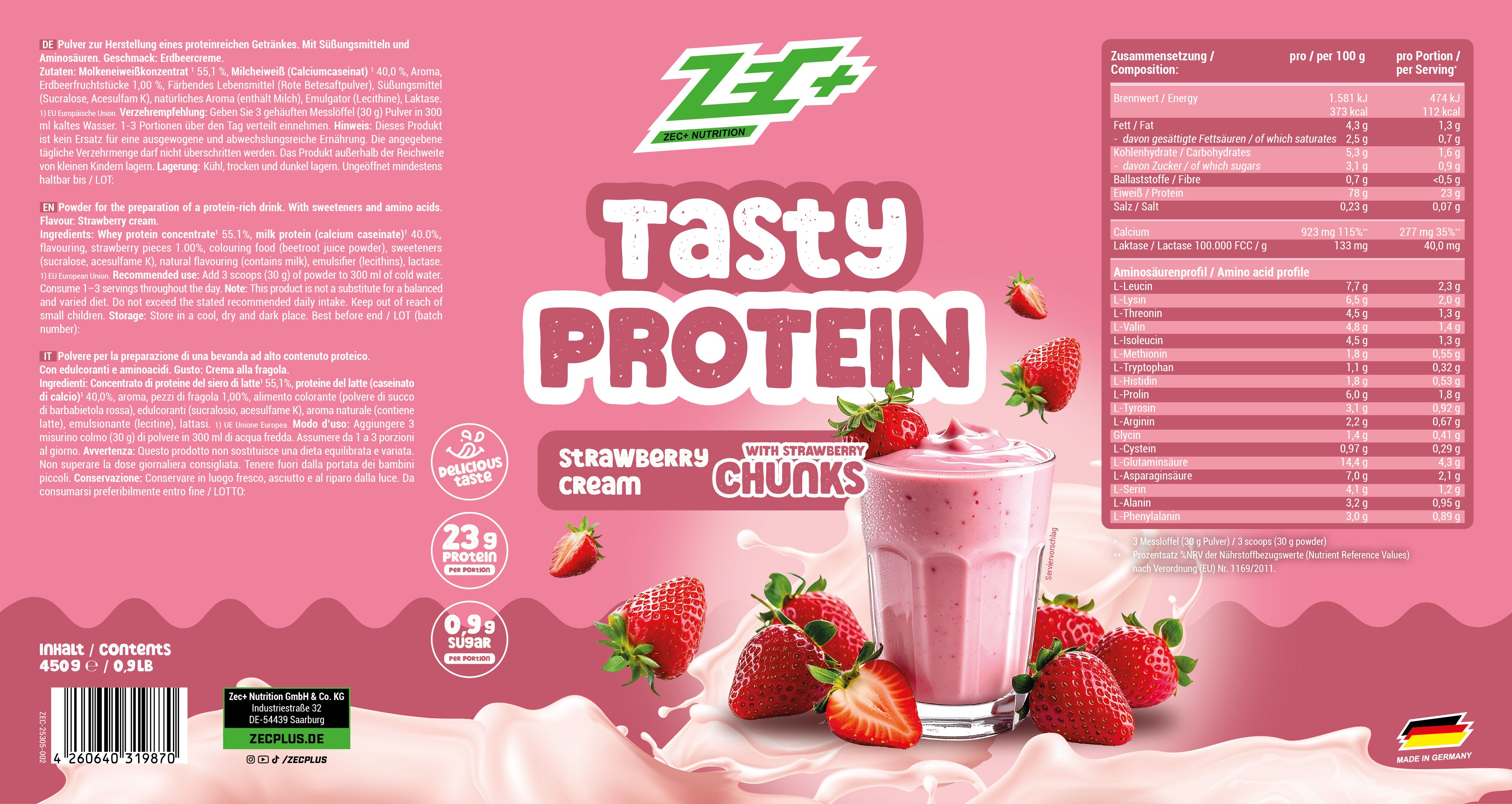 ZEC+ TASTY PROTEIN Strawberry Cream