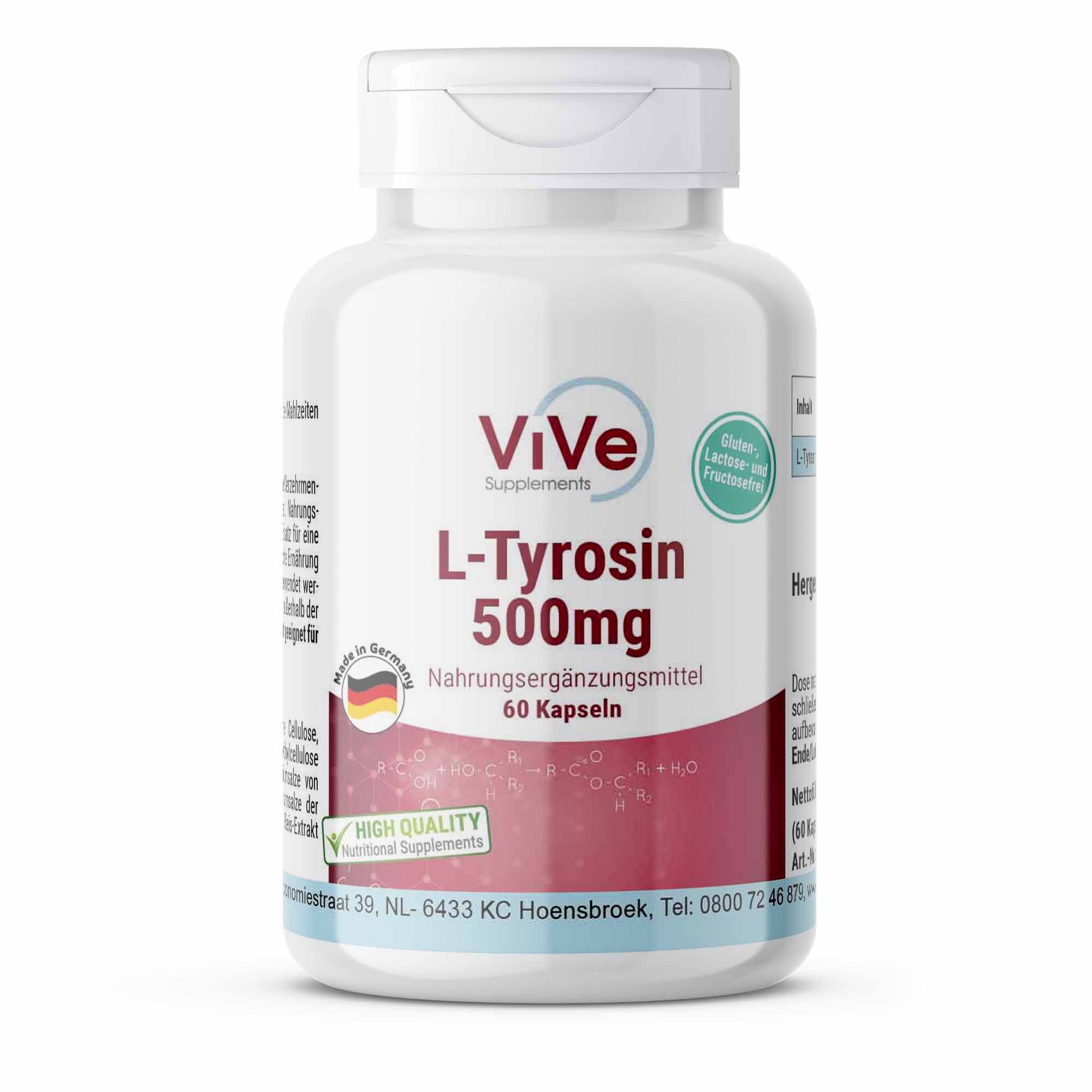 Vive Supplements | L-Tyrosin 1500mg Tagesdosis 60 St