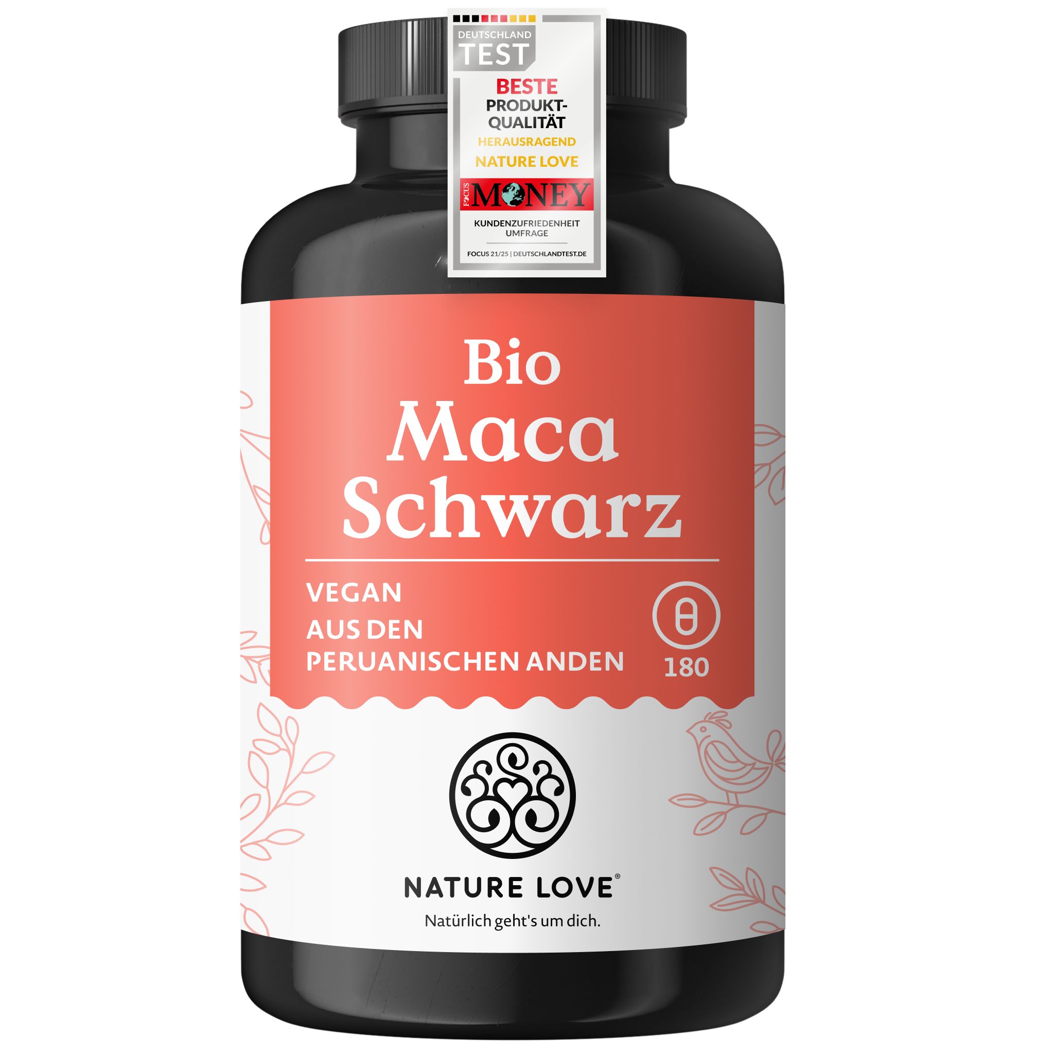 NATURE LOVE® Bio Maca Kapseln (schwarz) - 3000 mg je Tagesdosis - 180 Kapseln