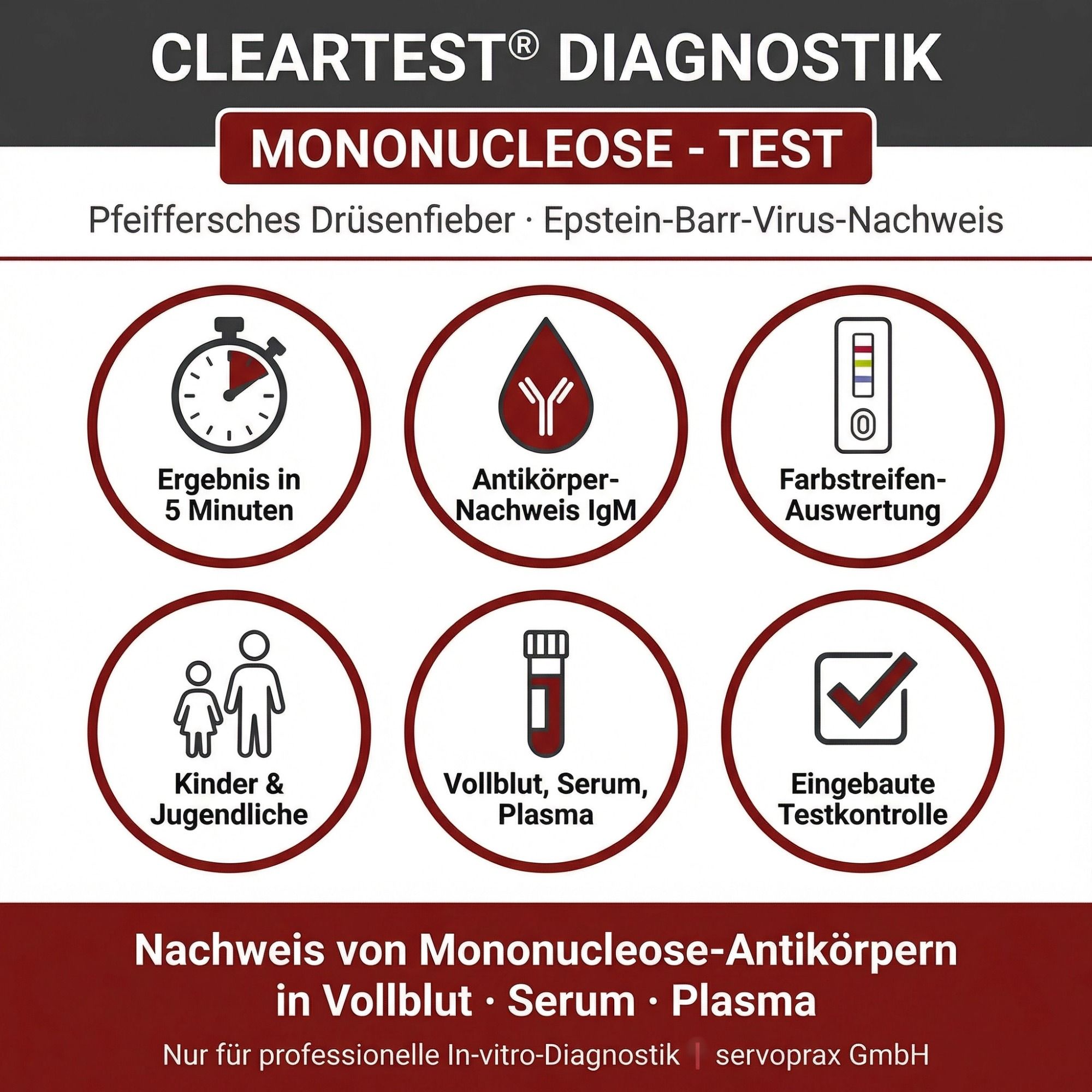 Cleartest Mononucleose Schnelltest EBV Antikörperdiagnostik In-vitro