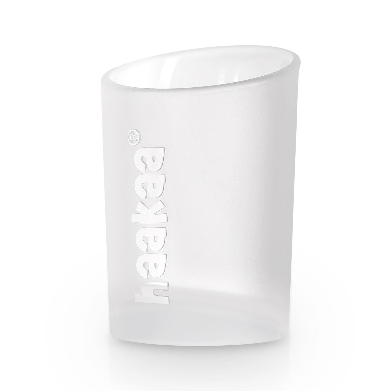 Becher aus transparentem Material. Marke: Haakaa.