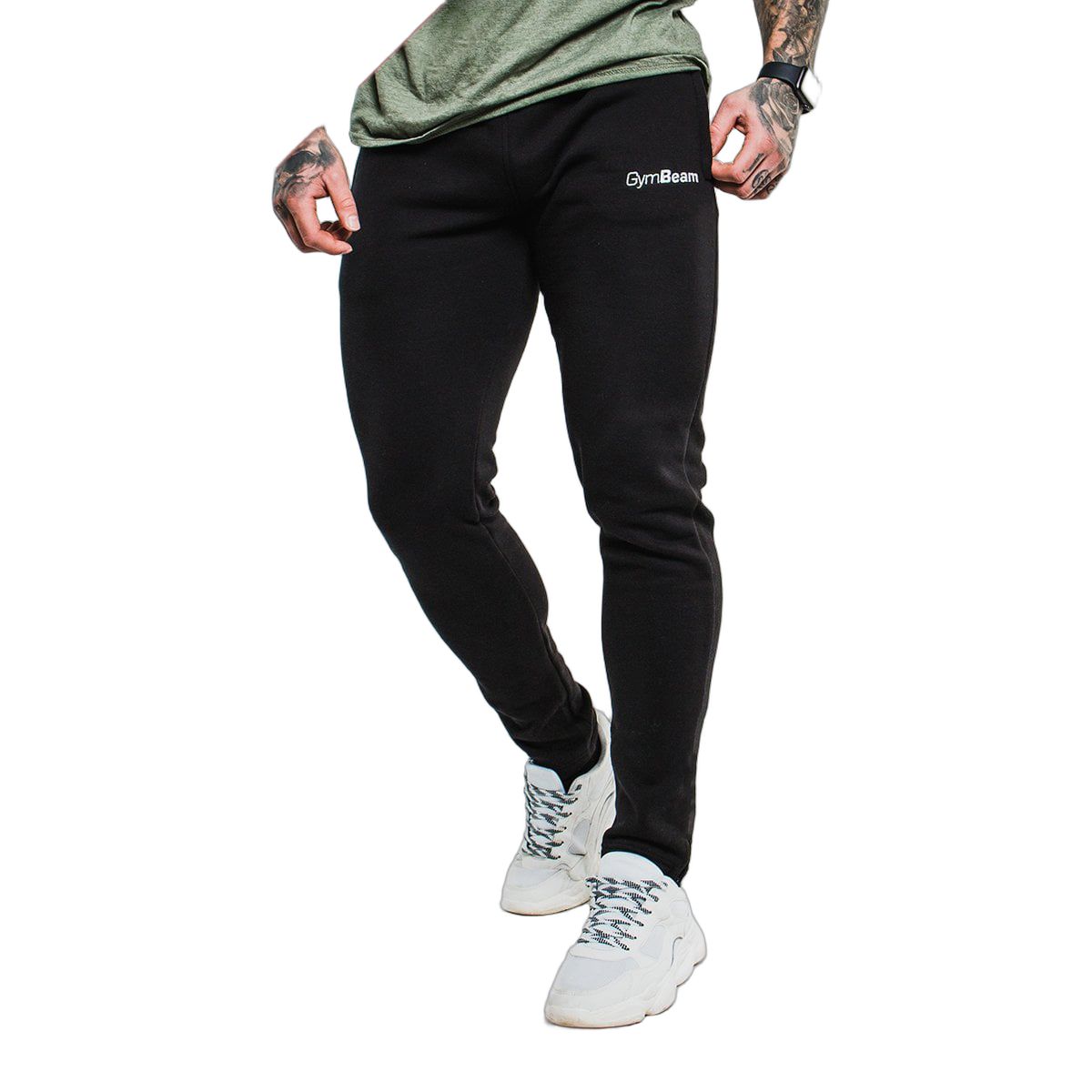 GymBeam Herren Jogginghose Slimfit mit Kordelzug und Taschen in Schwarz