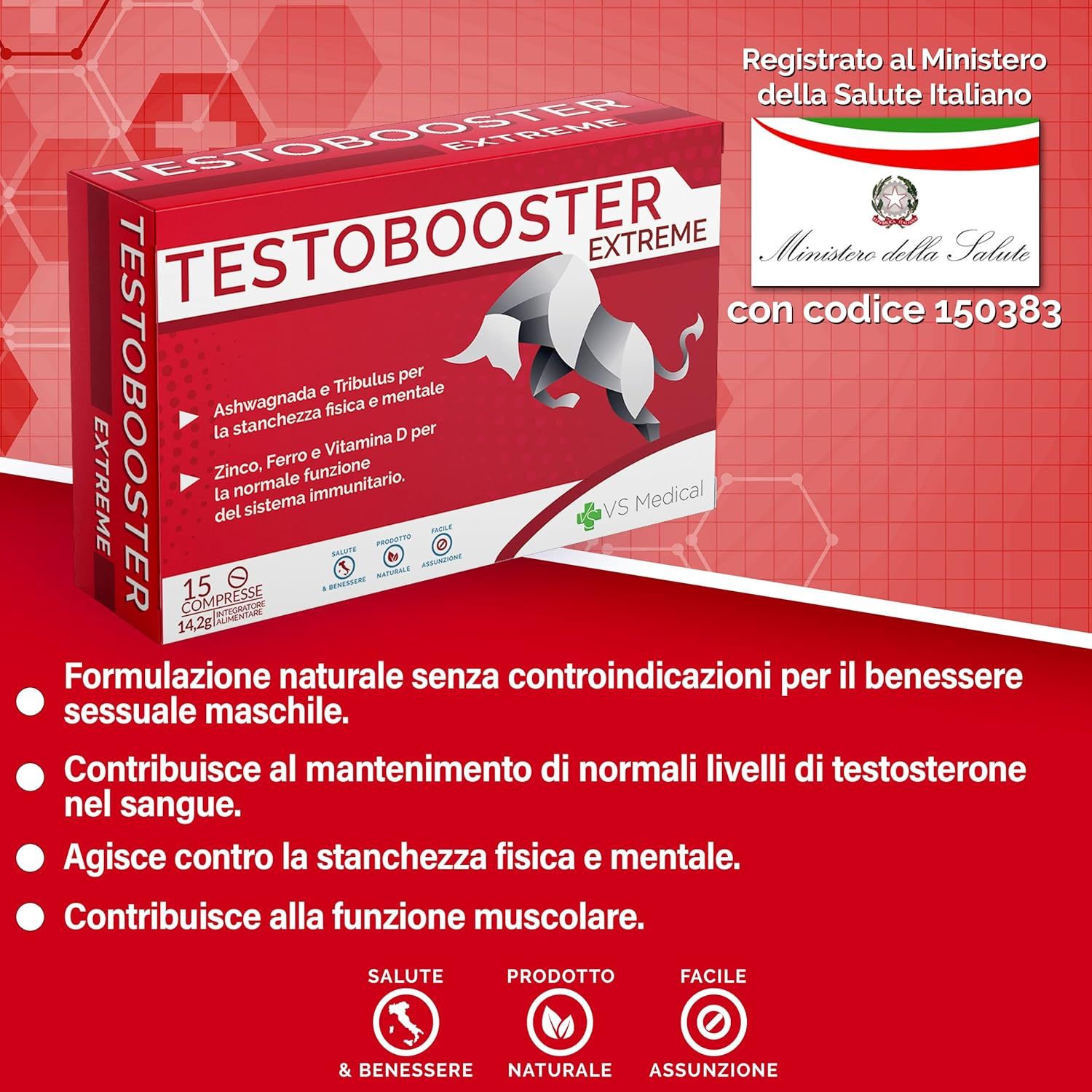 Vitastrong Testobooster Extreme - 15 Tabletten, Tonus & männliche Vitalität