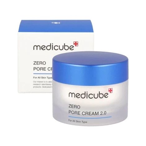 MEDICUBE Zero Pore Cream 2.0 Tiegel und Kartonverpackung. Für alle Hauttypen.