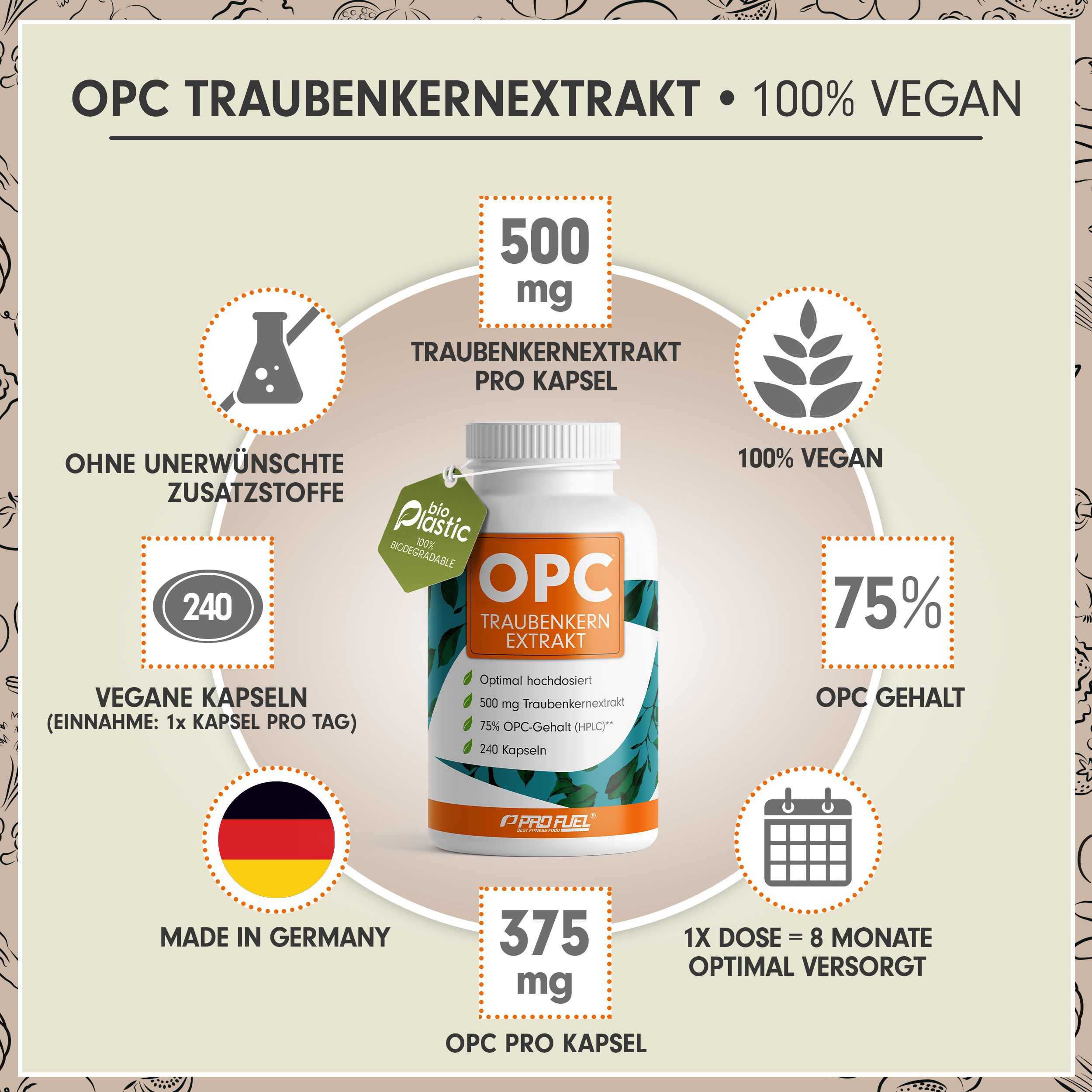 ProFuel - OPC Traubenkernextrakt-Kapseln 240 St Kapseln