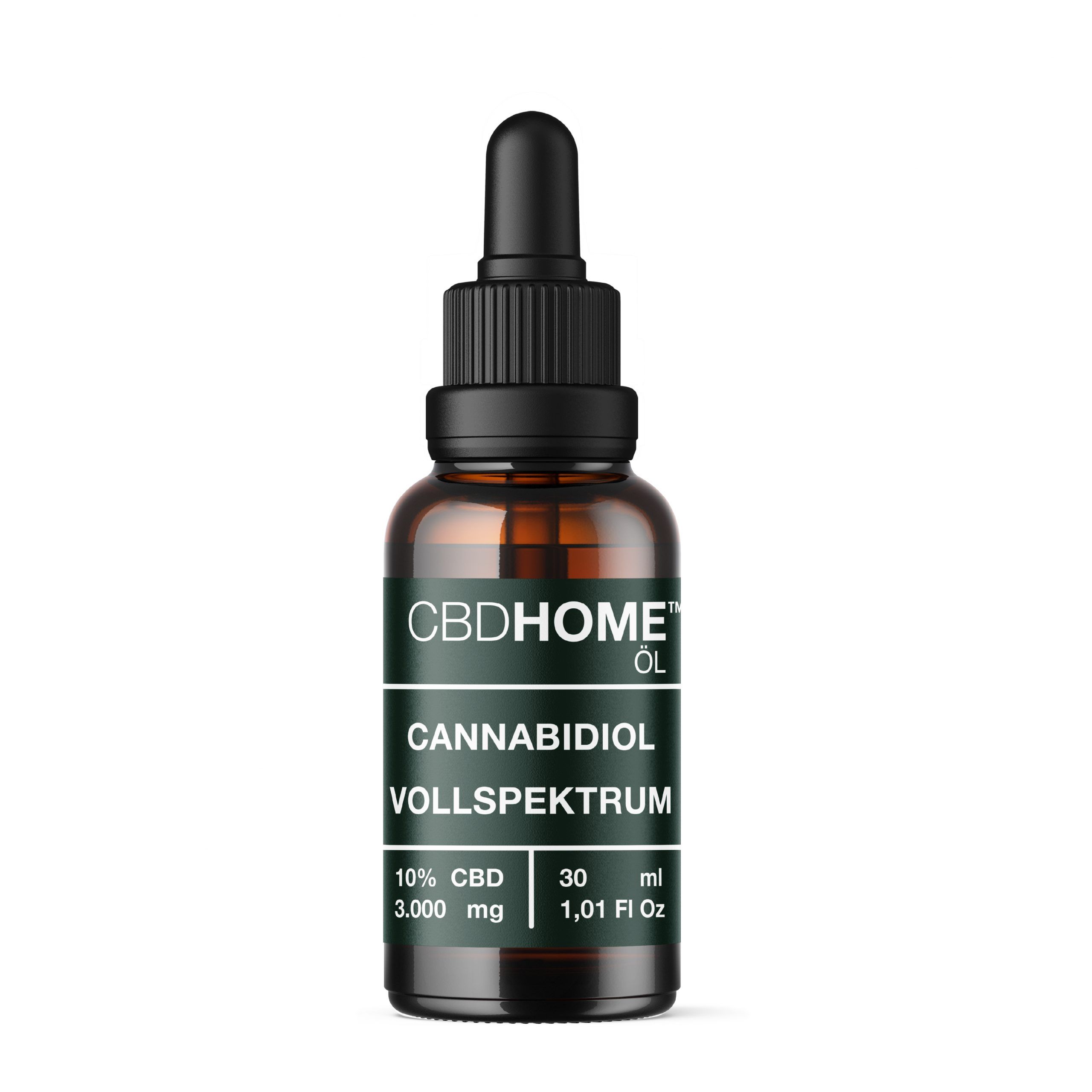 CBDHOME Öl Flasche mit Pipette. 10% CBD, 30ml, Vollspektrum Cannabidiol.