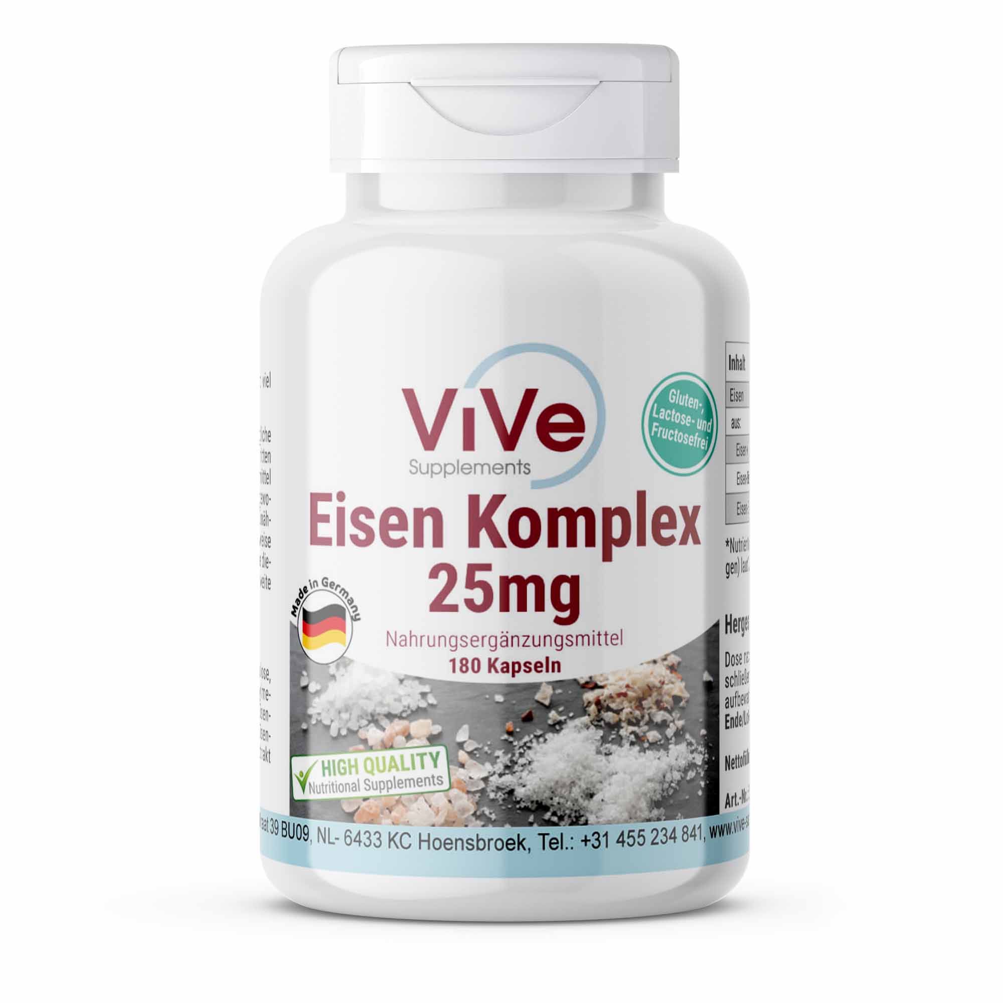 Vive Supplements | Eisen Komplex 25mg - Schluckfreundlich 180 St