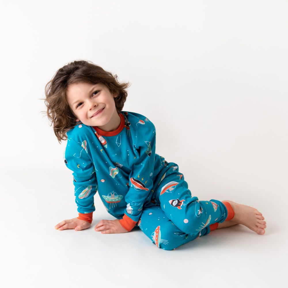 schlummersack Kinder Pyjama 2-teilig aus 100% Bio-Baumwolle Langarm Größe 110 Space