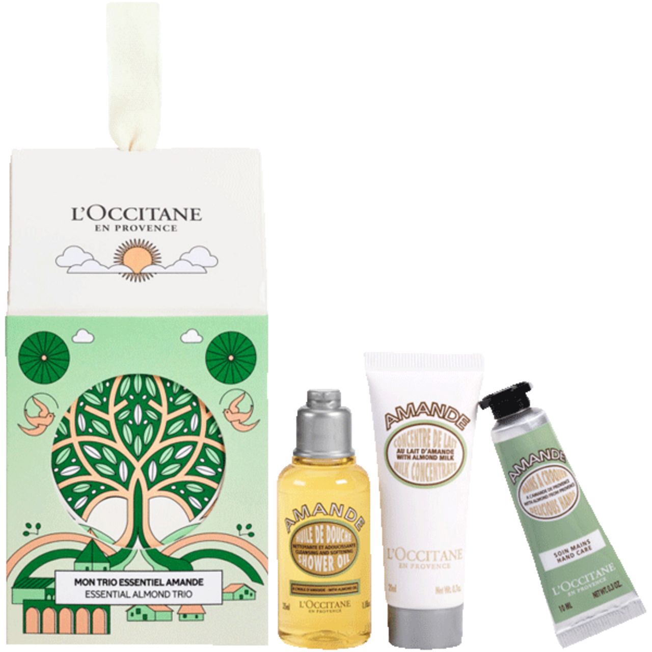 L'Occitane, Mandel Häuschen Xmas 23 = Duschöl 35 ml + Körpercreme 20 ml + Handcreme 10 ml