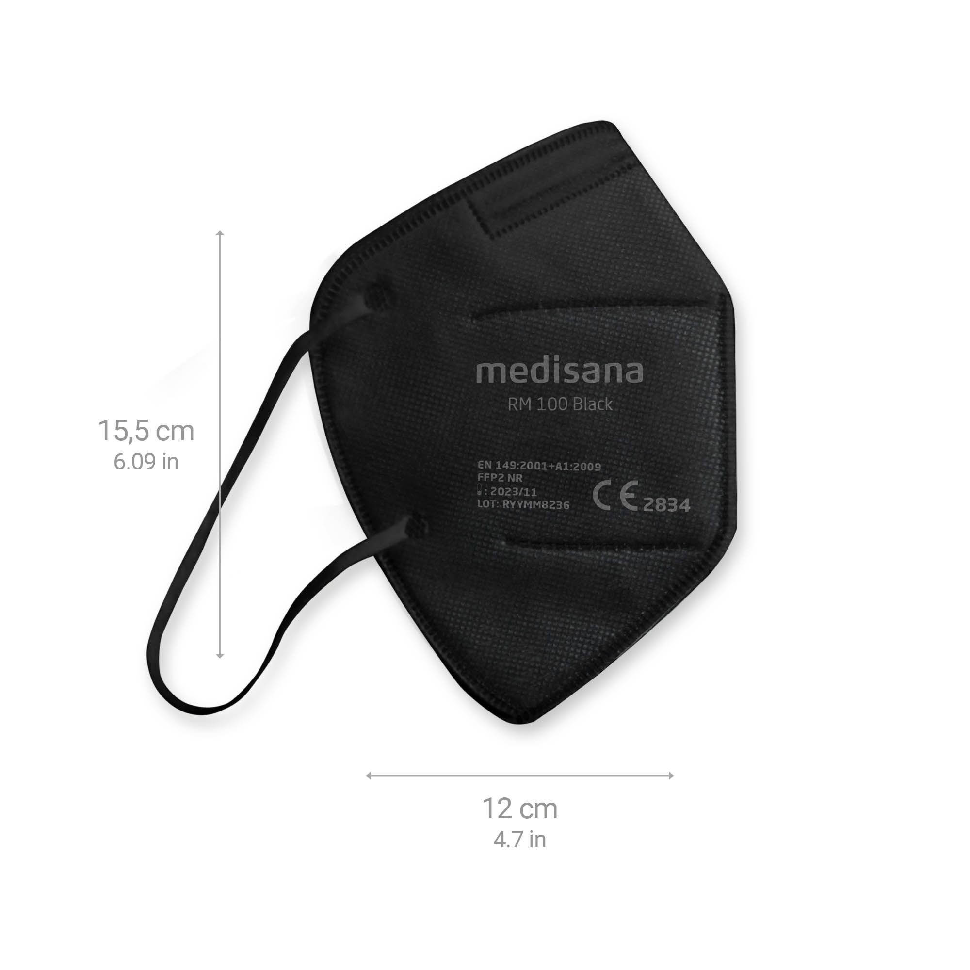 medisana RM 100 FFP2 Atemschutzmaske in Schwarz - Staubmaske Atemmaske - 10 Stück