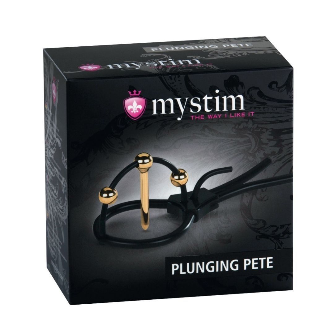 Eichelschlaufe „Plunging Pete“ für E-Stim, größenverstellbar | Mit vergoldetem Dilator | Mystim