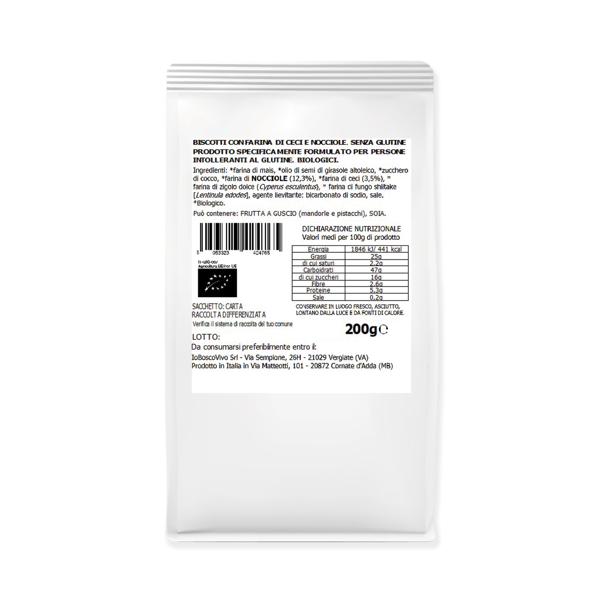 IoBoscoVivo Bio-Haselnuss-Kichererbsen-Kekse, glutenfrei, vegan