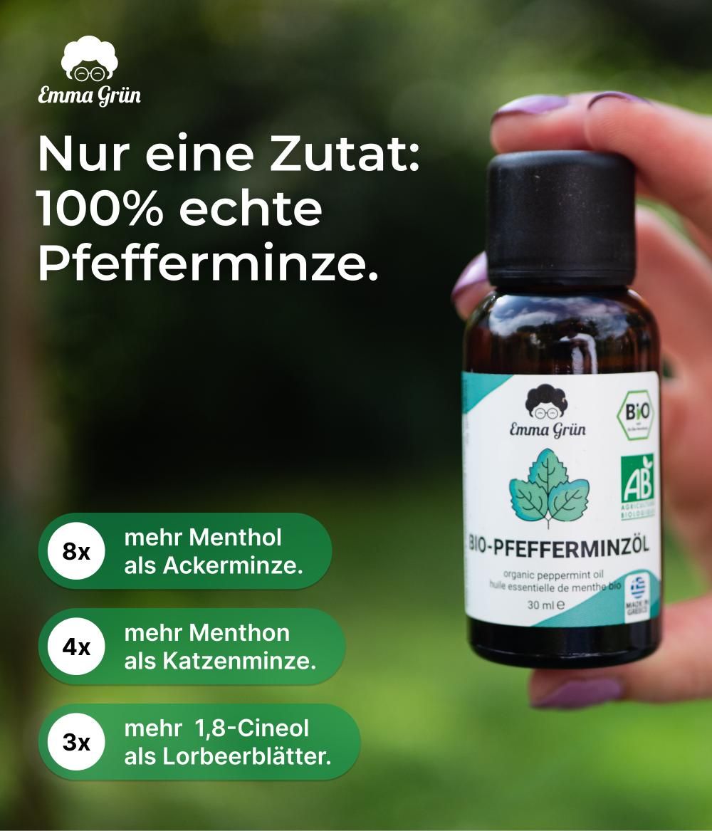 Emma Grün® ätherisches Bio Pfefferminzöl naturrein & hochdosiert