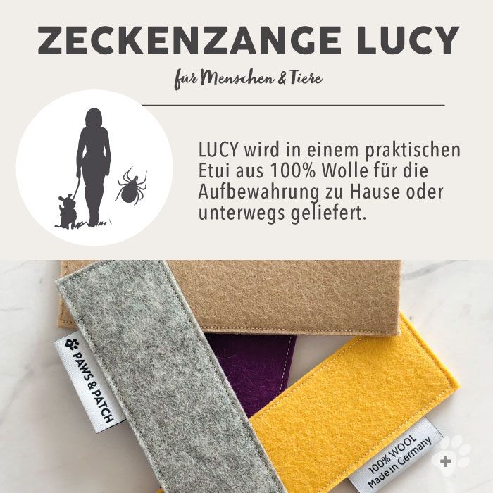 PAWS&PATCH Zeckenzange LUCY mit Etui in sand für alle Heimtiere