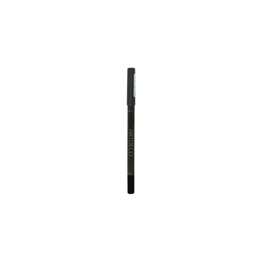 Schwarzer Kajalstift. Aufschrift: ARTDECO, Khol Eye Liner long-lasting N01. Schwarze Spitze und Ende.