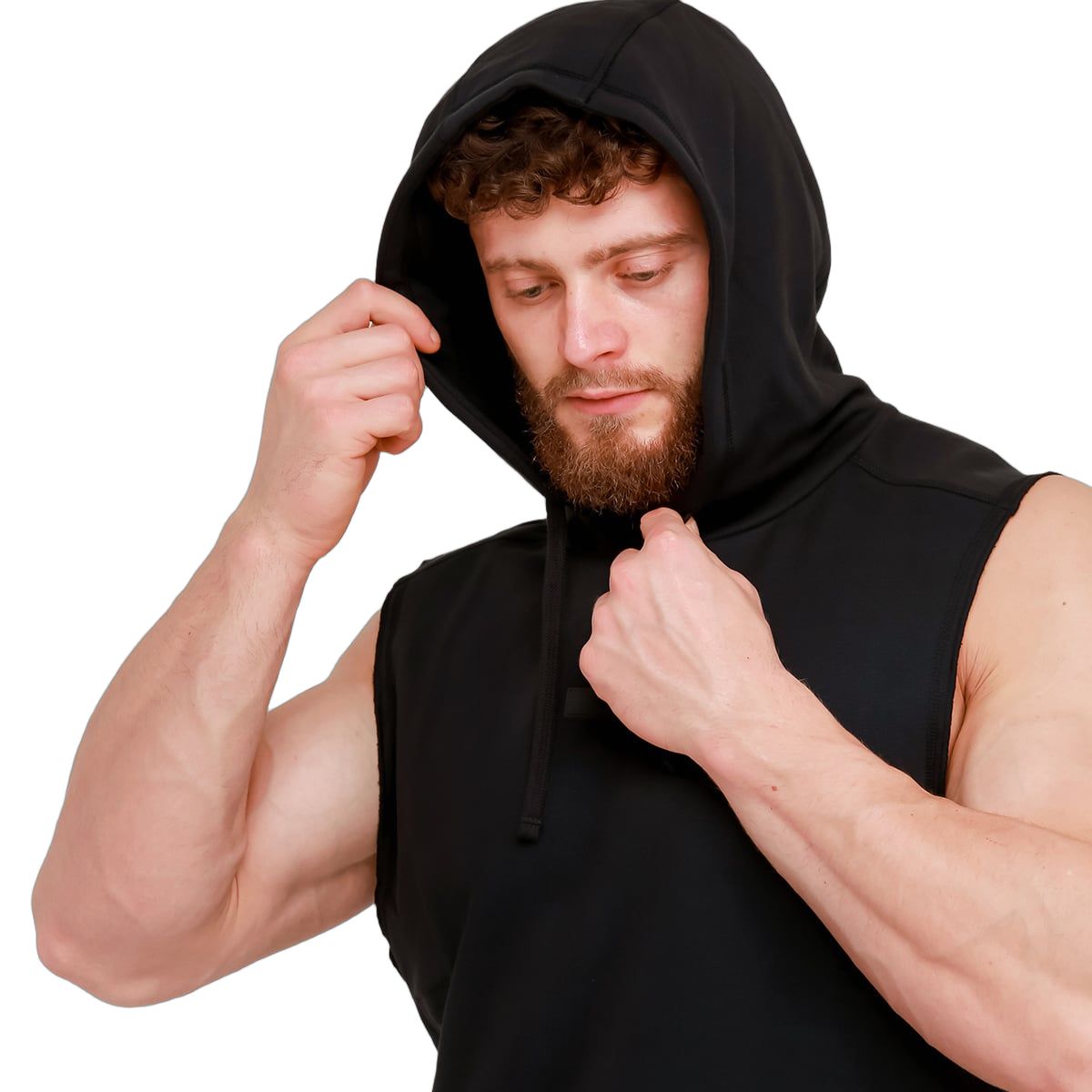 GymBeam Weste Herren Regular Fit ärmellos mit Kapuze Unity Schwarz