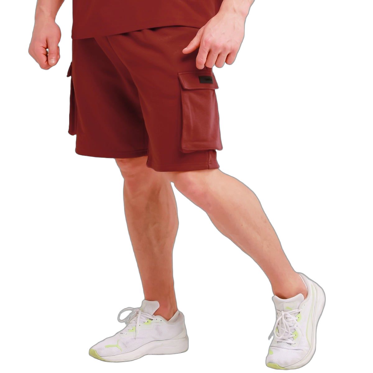 GymBeam Shorts Herren Regular Fit im Cargo-Stil mit Kordelzug, Modell Utility Rot 1 St
