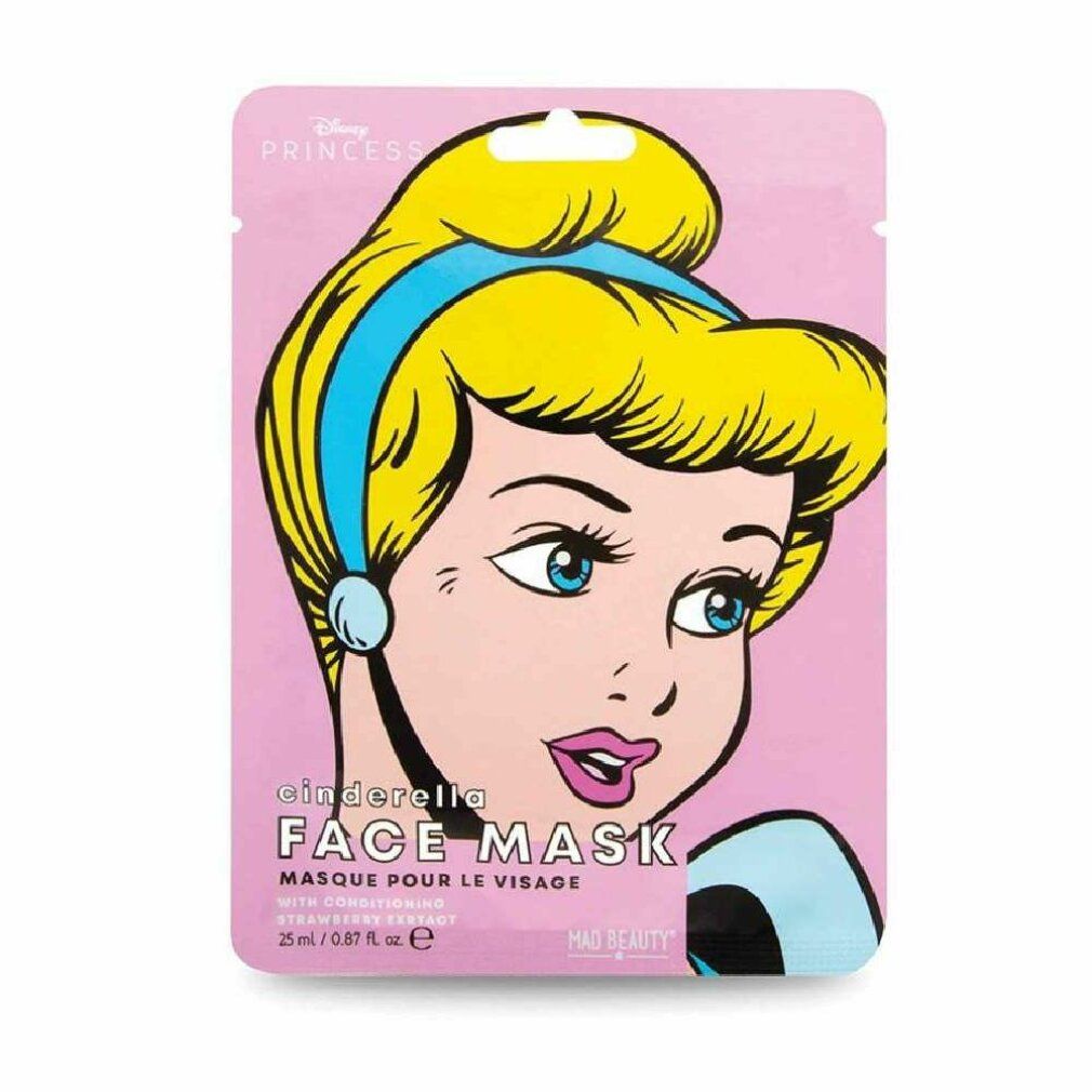 Verpackung einer Cinderella Gesichtsmaske mit Comic-Illustration von Cinderella.