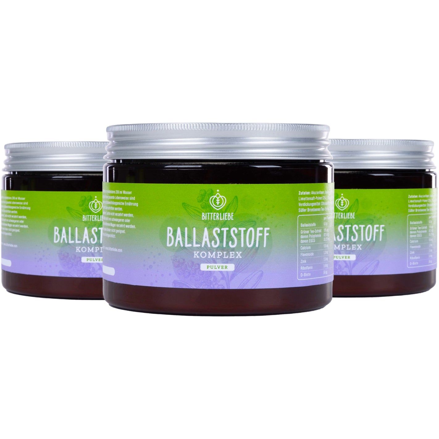 BitterLiebe Ballaststoff Pulver - Mix aus Flohsamenschalen und  Inulin für Verdauung & Darmbalance