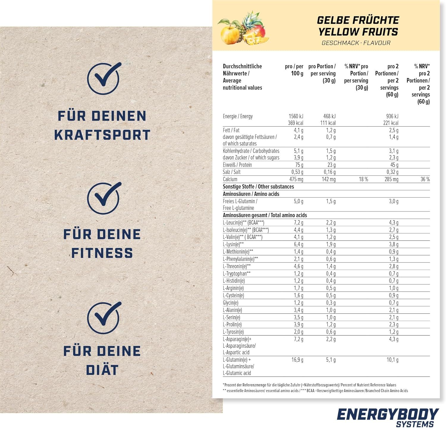Energybody Systems Nature Whey Protein Gelbe Früchte