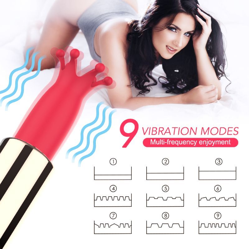 Rotes Produkt mit 9 Vibrationsmodi. Wellenlinien. Diagramm der Modi.