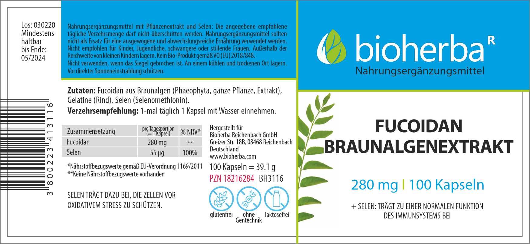 Bioherba Fucoidan Braunalgenextrakt Kapseln