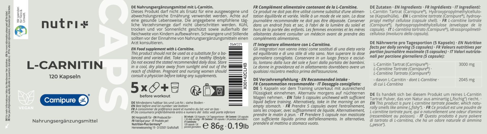 Nutri+ L-Carnitin (Carnipure®)