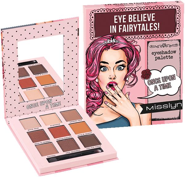 Misslyn Lidschattenpalette 'Eye Believe in Fairytales!' mit 9 Farben und Applikator.