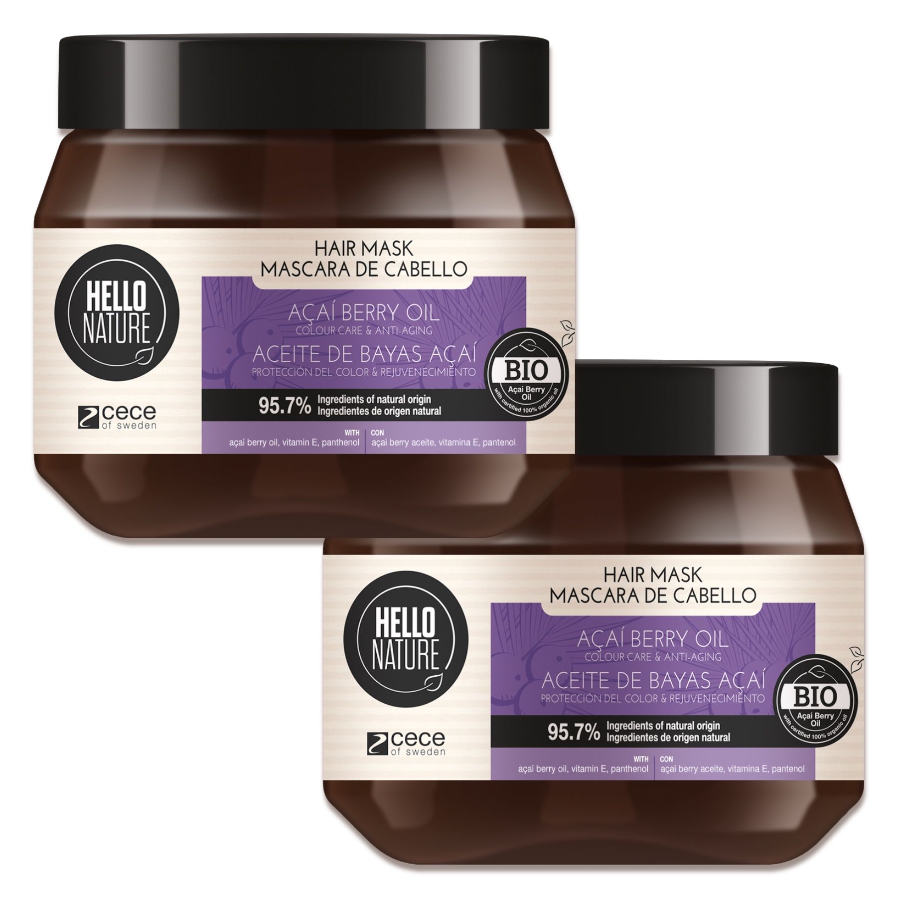 Hello Nature Haarmaske mit Acai Beere Regeneration und Intensivpflege