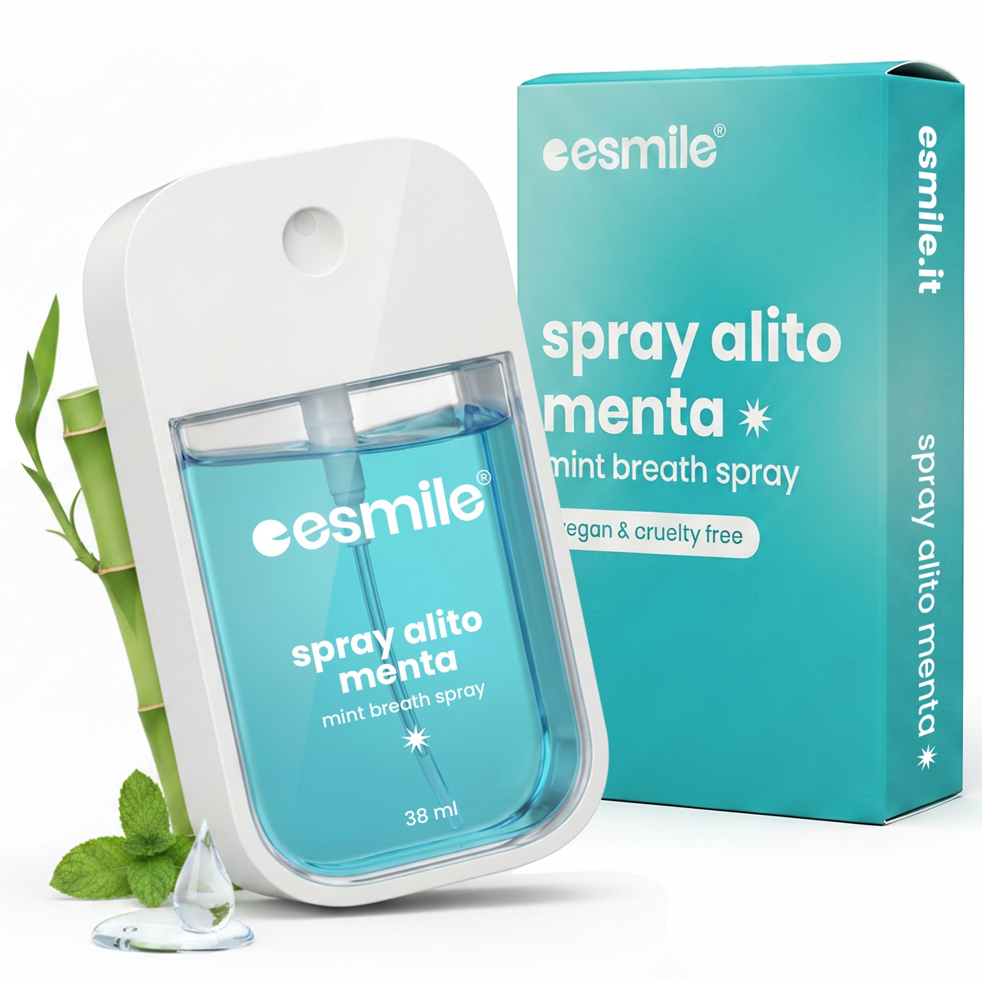 esmile - Spray Alito Fresco Naturale Gusto Menta - Antibatterico e Senza Alcol