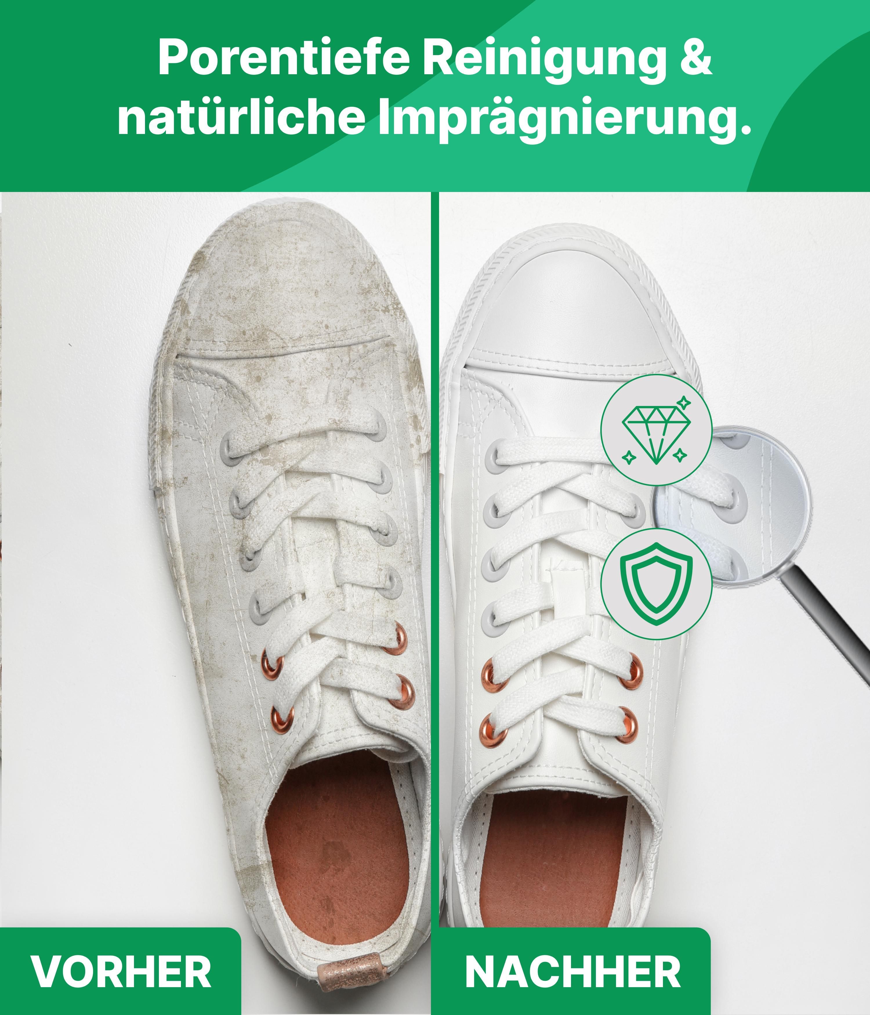 Emma Grün® Sneaker-Reinigungsset mit Putzmittel & Premium Schuhwachs inkl. Schwamm & Schuhbürste
