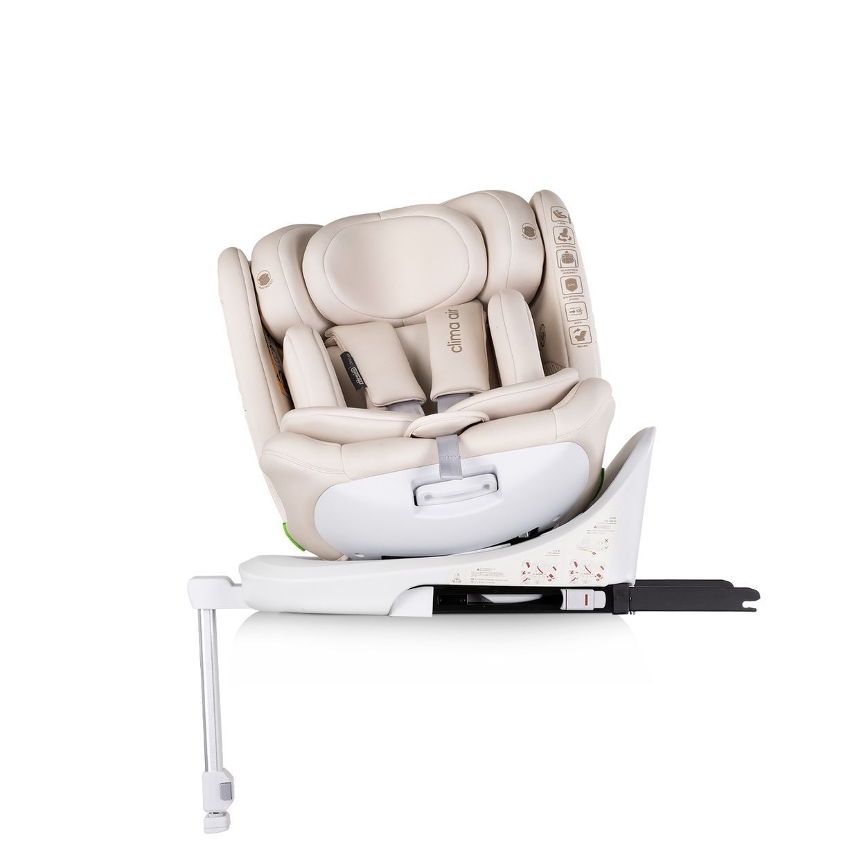 Kindersitz-Basis mit Isofix-Haken und Verstellmechanismus.