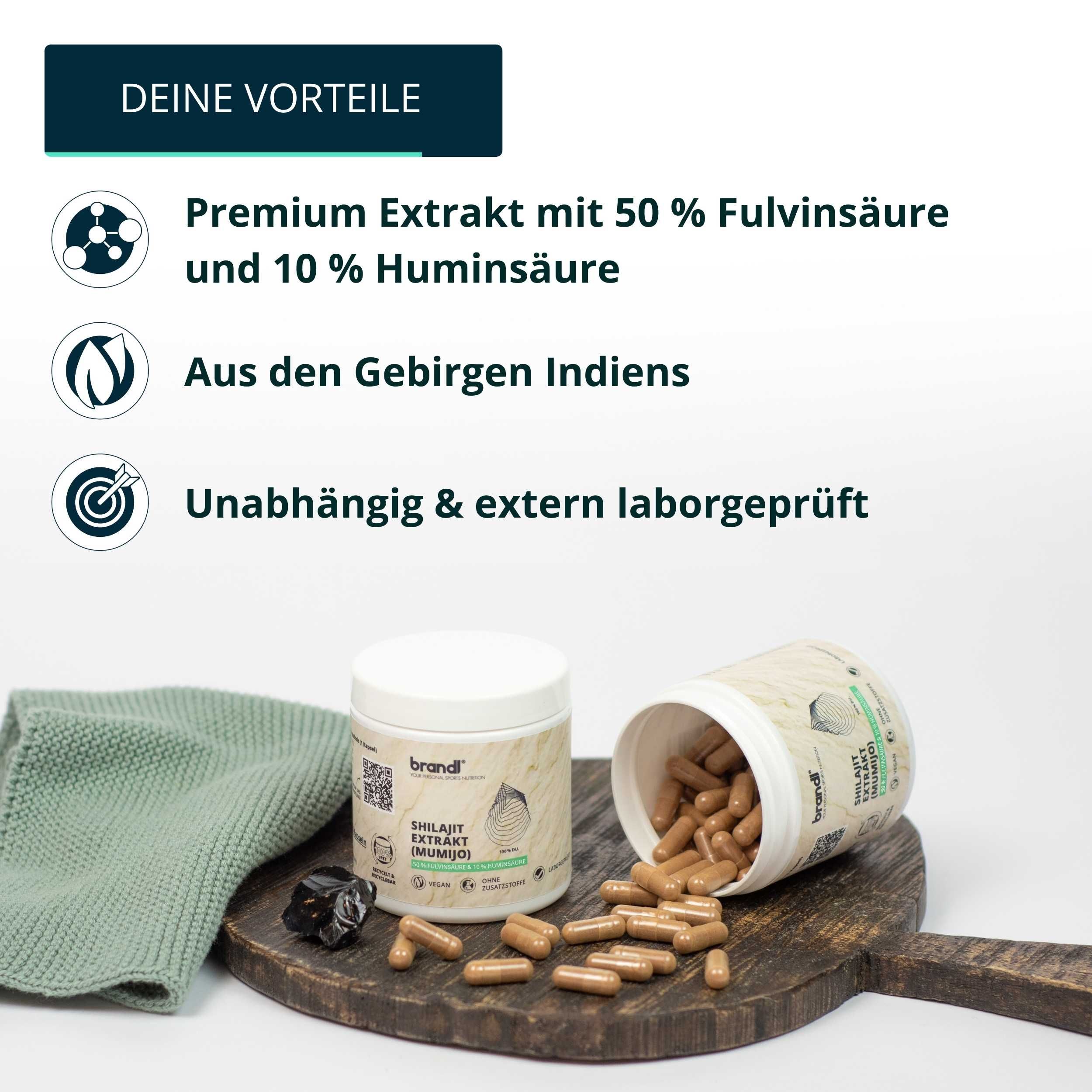 brandl® Shilajit Kapseln Extrakt mit Fulvinsäure und Huminsäure